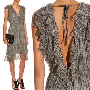 L'Agence Sophie Cobra Gray 100% Silk Ruffle Raw Hem Dress 4